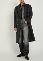 Versace Wool Double-breasted pea Coat Dark Grey