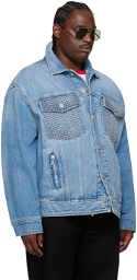 Balmain Blue Monogram Denim Jacket