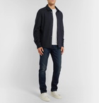 Loro Piana - Suede-Trimmed Mélange Cashmere-Blend Overshirt - Navy