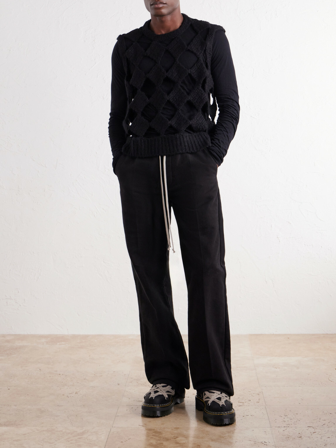 Rick Owens - Macramé Cashmere and Silk-Blend Sweater Vest - Black