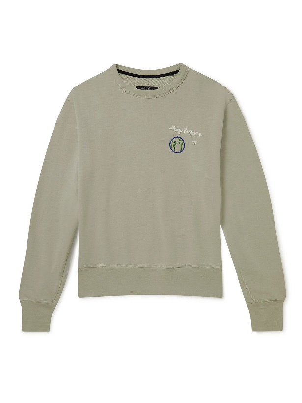 Photo: Rag & Bone - City Logo-Embroidered Organic Cotton-Jersey Sweatshirt - Gray
