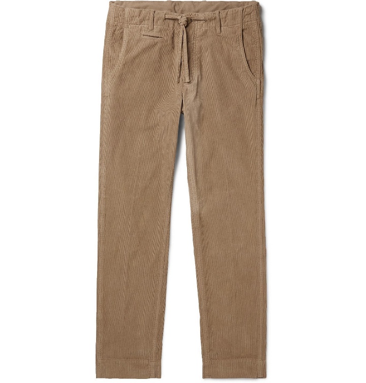 Photo: MAN 1924 - Tomi Slim-Fit Tapered Cotton-Corduroy Drawstring Trousers - Neutrals