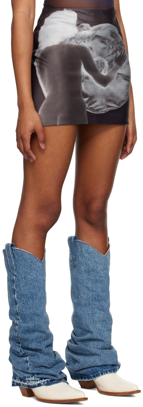 ELLISS Brown Surreal Creature Miniskirt