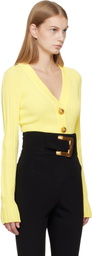 Balmain Yellow Buttoned V-Neck Light Knit Cardigan