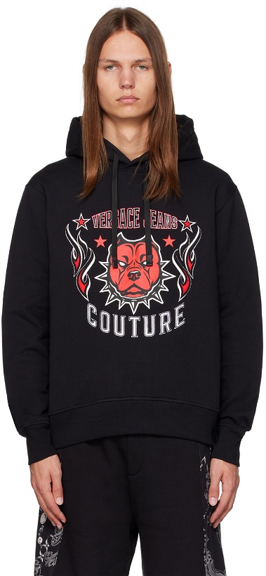 Photo: Versace Jeans Couture Black Embroidered Hoodie