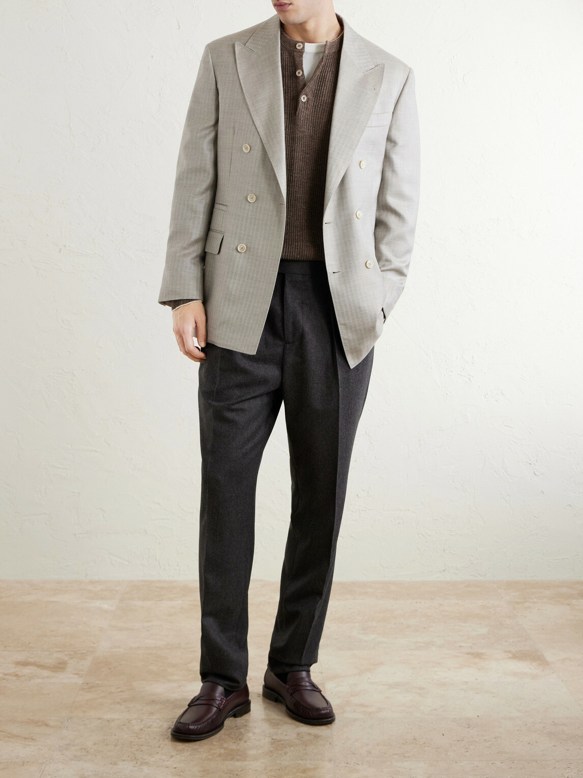 Brunello Cucinelli - Straight-Leg Pleated Wool Trousers - Gray