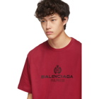 Balenciaga Red Paris Laurel Regular Fit T-Shirt