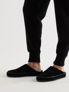 Mulo - Shearling-Lined Suede Slippers - Black