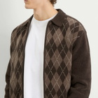 thisisneverthat Men's Argyle Zip Knit Cardigan in Brown