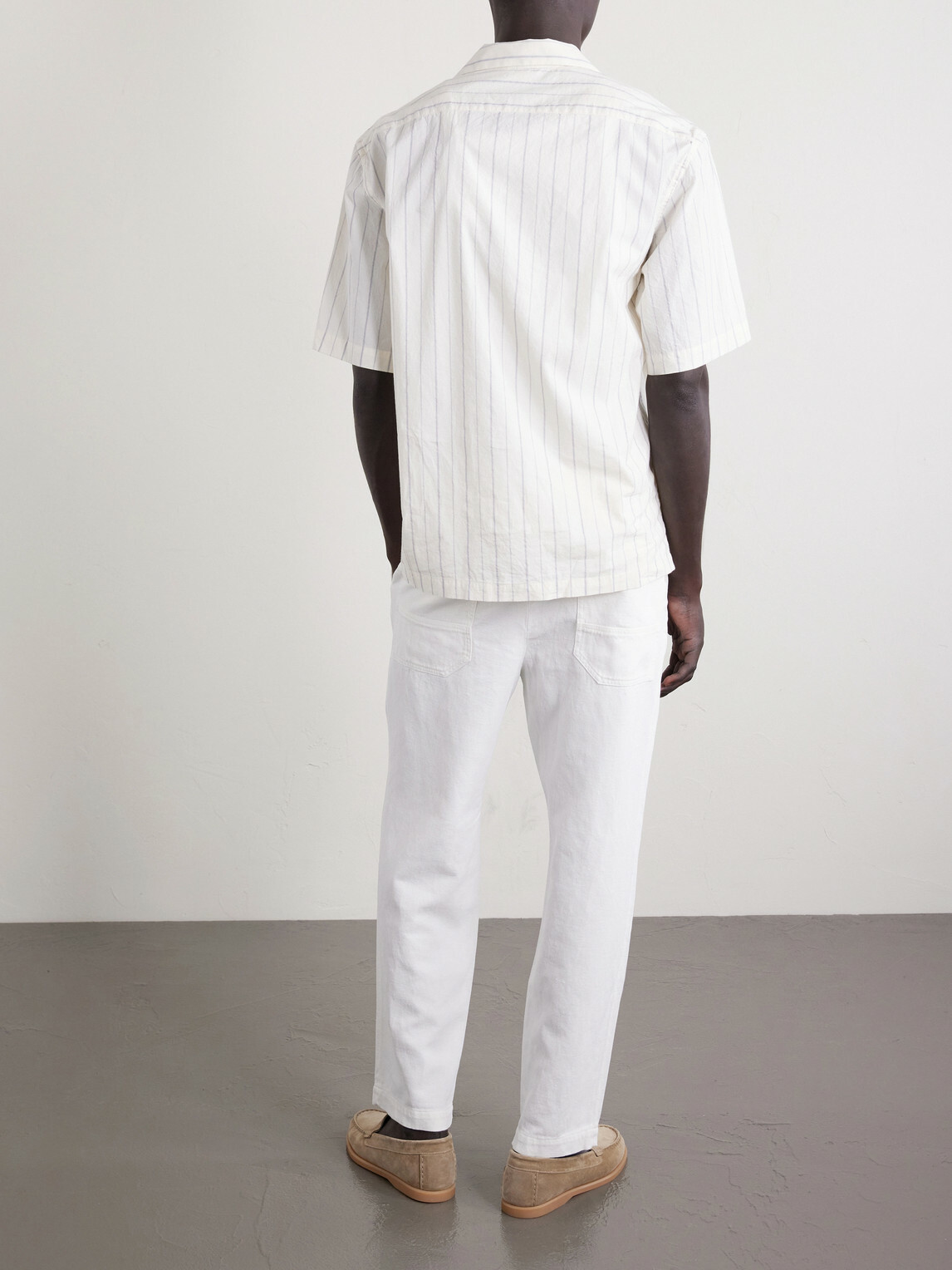 Barena - Cropped Tapered Cotton And Linen-Blend Corduroy Trousers - White
