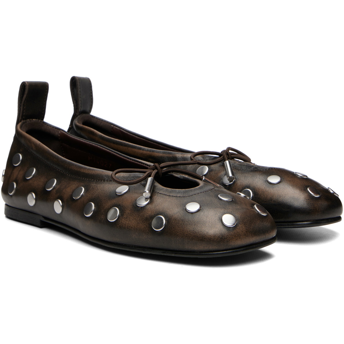 Alohas Brown Rosalind All Studs Vintage Effect Ballerina Flats
