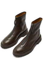 Legres Grained Leather Ankle Boots Brown