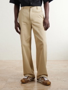 LOEWE - Logo-Embroidered Wide-Leg Cotton-Blend Drill Trousers - Neutrals