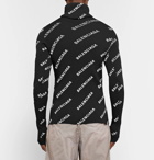 Balenciaga - Slim-Fit Logo-Print Ribbed-Knit Hooded Rollneck Sweater - Men - Black