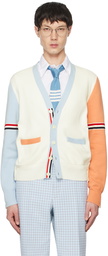 Thom Browne White Y-Neck Cardigan