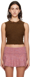 GUIZIO Brown Heart Scallop Vest