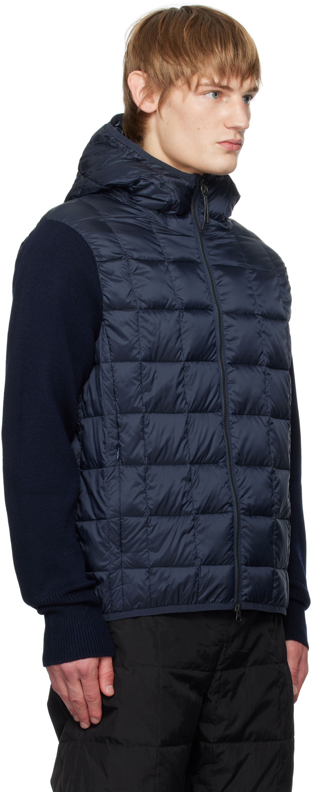 TAION Navy Hood Knit Down Jacket Taion Extra