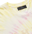 AMIRI - Logo-Flocked Tie-Dyed Cotton-Jersey T-Shirt - Yellow