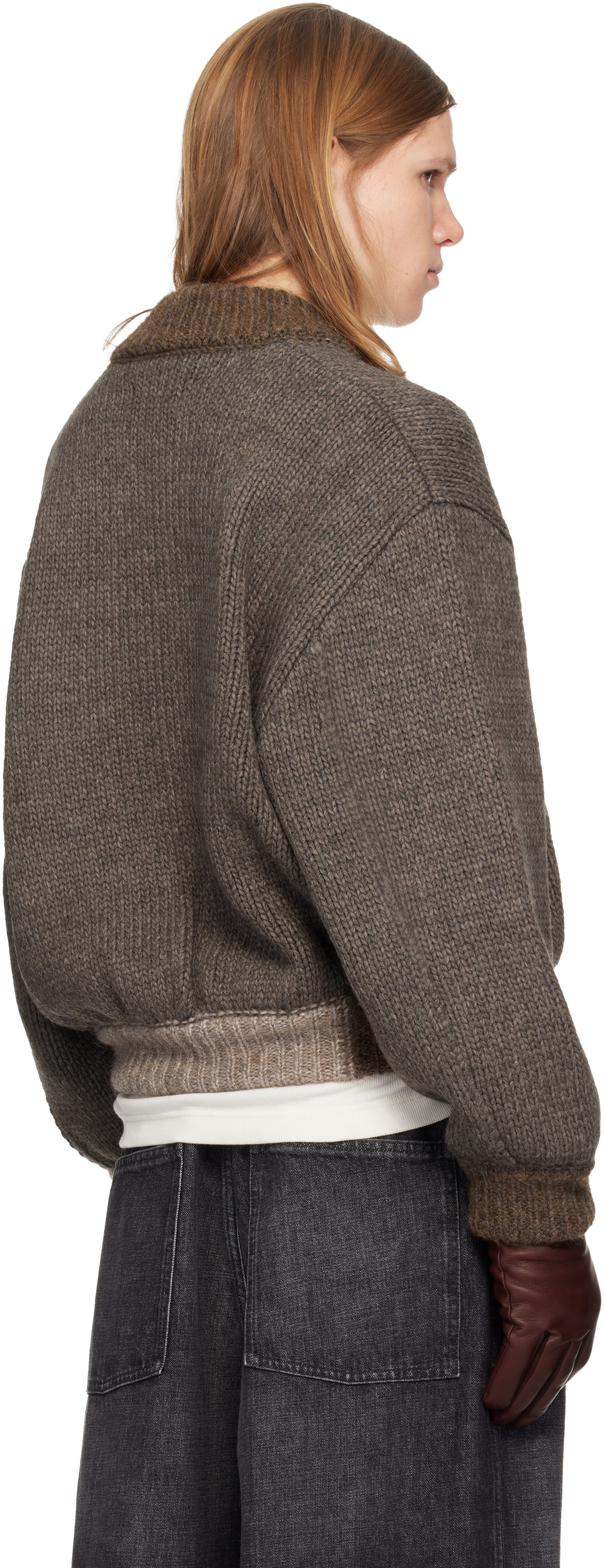 Magliano Brown Knitted Bomberone Bomber Jacket