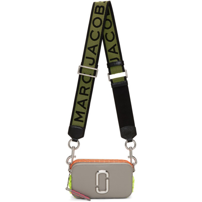 Marc Jacobs The Snapshot Logo Strap Cement Multi Leather Camera Bag in Gray