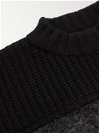 Sacai - Panelled Wool-Blend Sweater - Black