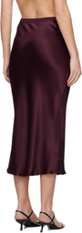 ANINE BING Burgundy Bar Silk Midi Skirt