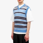 Marni Men's Stripe Mohair Vest in Blue Lilac