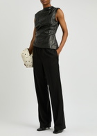 Aexae Ruched Asymmetric Leather top Black