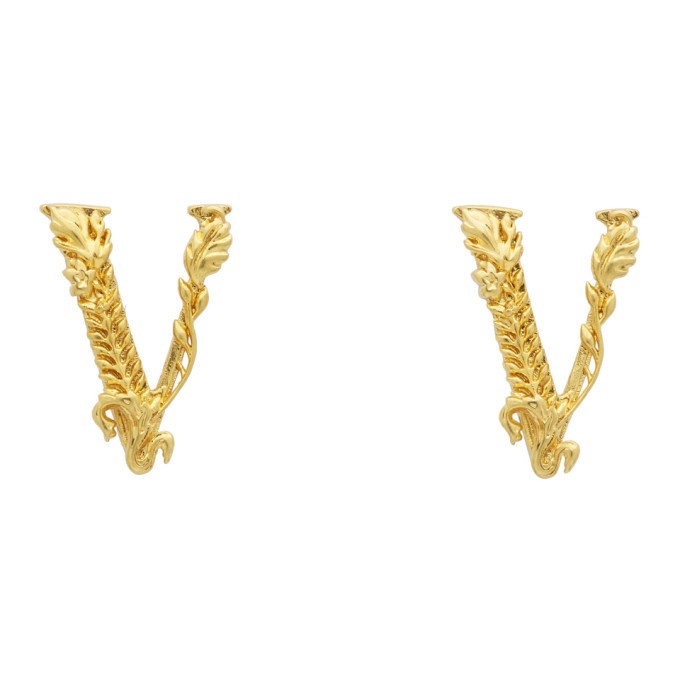 Versace Gold V Stud Earrings Versace
