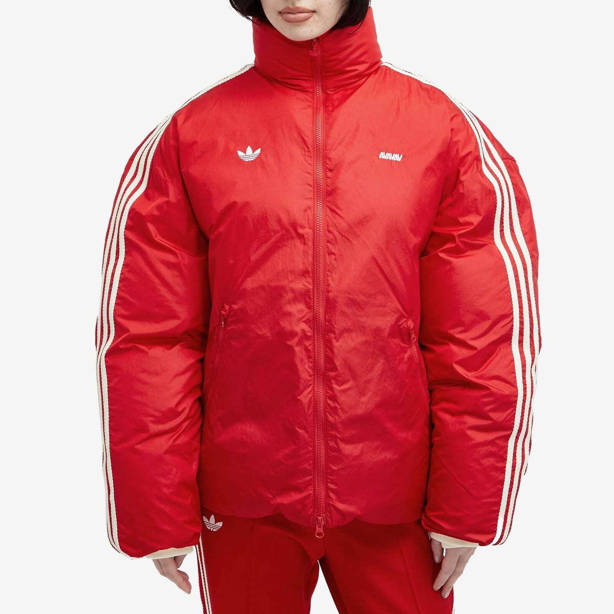 大人気！アディダスレディース☆adidas by Avavav Puffer Jacket Adidas Women's by Avavav Puffer Jacket in Better Scarlet adidas