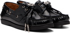 Toga Virilis Black Leather Boat Shoes