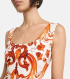 Dolce&Gabbana Majolica silk-blend charmeuse midi dress