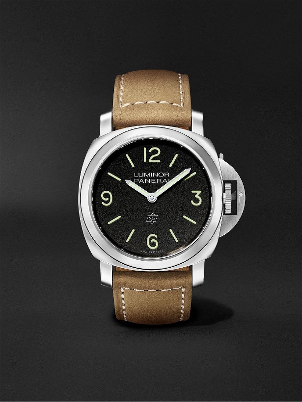 Photo: Panerai - Luminor Base Logo Hand-Wound 44mm Stainless Steel and Suede Watch, Ref. No. PAM01086
