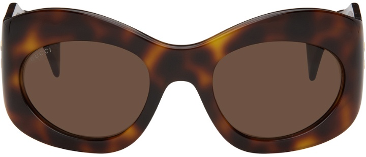 Photo: Gucci Tortoiseshell Wrapped Oval Sunglasses