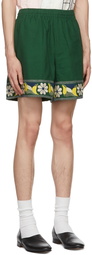 Bode Green Zinnia Ribbon Shorts