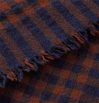Begg & Co - Beaufort Fringed Checked Wool and Cashmere-Blend Scarf - Blue