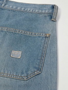 KAPITAL - Straight-Leg Leather-Trimmed Embellished Denim Shorts - Blue