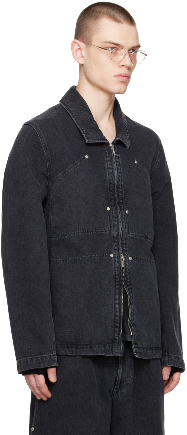 Omar Afridi Black Coverall Blouson Denim Jacket