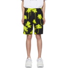 MSGM Black and Yellow Palm Trees Shorts