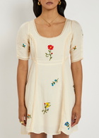 Rixo Marne Floral-embroidered Woven Mini Dress Cream