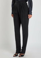 Saint Laurent Pleated Tapered-leg Brushed Silk Trousers Black