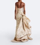 Marmar Halim Gathered lamé corset gown