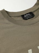 A.P.C. - Logo-Flocked Cotton-Jersey T-Shirt - Green