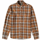 Gitman Vintage Men's Button Down Brushed Triple Yarn Check Shirt in Brown