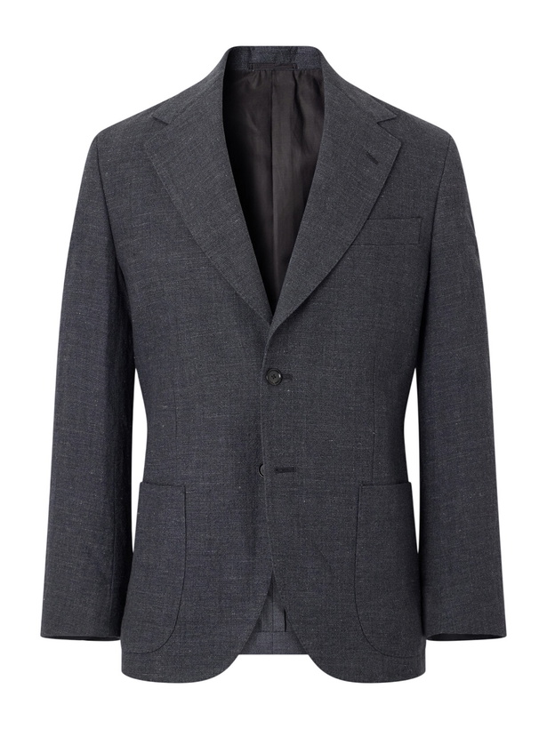 Photo: Kaptain Sunshine - Woven Wool, Linen and Hemp-Blend Suit Jacket - Gray