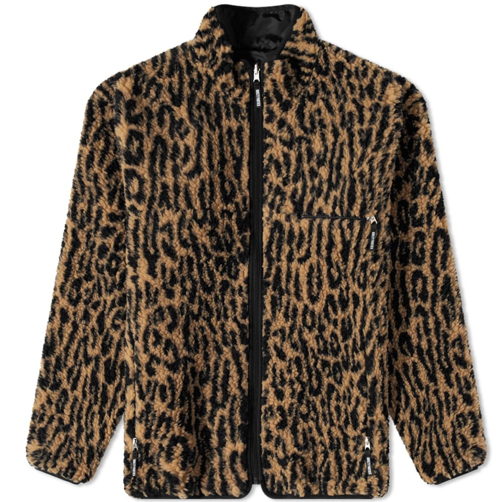 Logo-Embroidered Leopard-Print Fleece Jacket