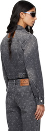 Marine Serre Gray Moon Laser Cropped Denim Jacket