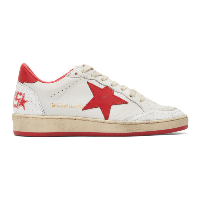 Golden Goose White and Red Ball Star Sneakers Golden Goose Deluxe Brand