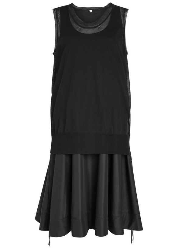 Photo: 3.1 Phillip Lim Double Layer Combo Cotton-blend Midi Dress Black
