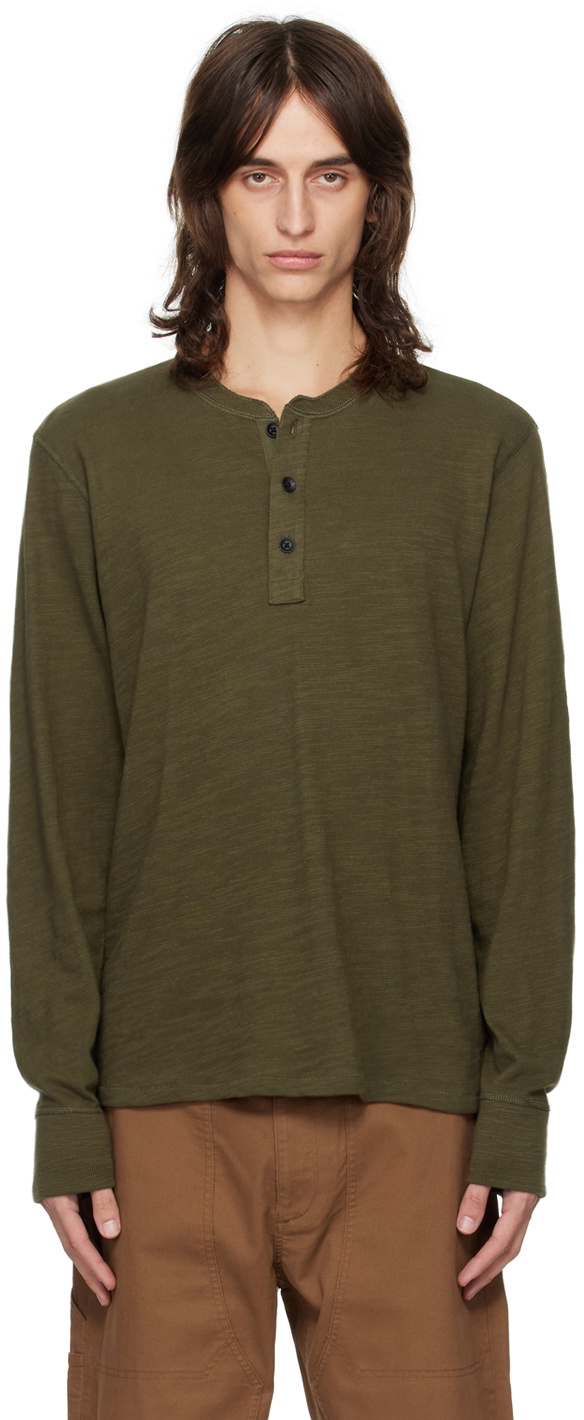 rag & bone Green Classic Flame Henley
